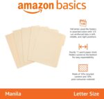 Amazon Basics Sturdy File Folders with Reinforced Tabs for Filing and Organization, 1/3-Cut Tab, Assorted Positions, Letter Size, 8.5x11 inches, Manila, 100-Pack - Image 3