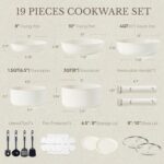 CAROTE 19pcs Pots and Pans Set, Nonstick Cookware Set Detachable Handle, Induction Kitchen Cookware Sets Non Stick with Removable Handle, RV Cookware Set, Oven Safe - Image 3