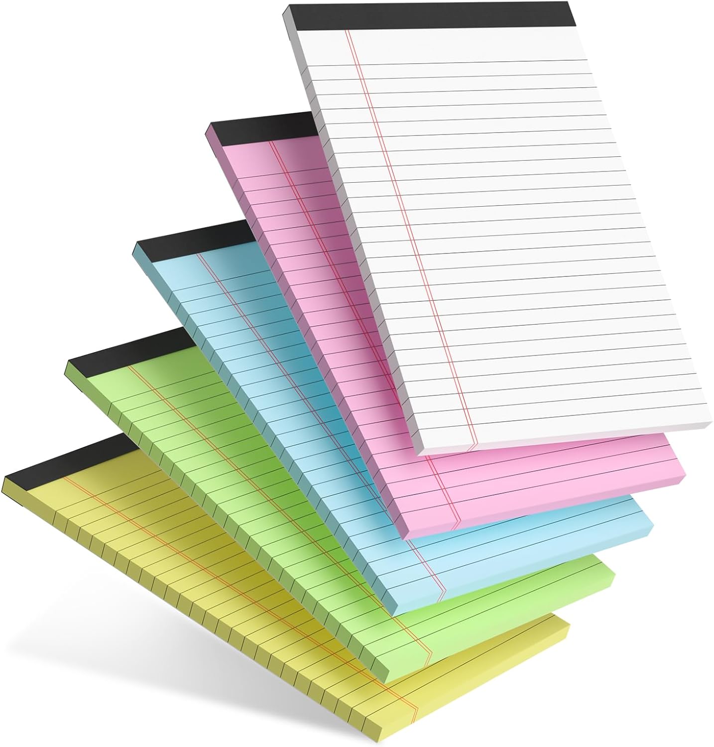 715fftu8QrL._AC_SL1500_ 5pcs Small Note Pads 5x8 Notebook College Ruled Legal Pads Color Notepads 5 Pack Study Back Writing Pads 5 x 8 Perforated Narrow Ruled Pads of Paper for School & Office Supplies 30 Sheets/Pack - Image 1