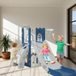 LulliSpace 6 in 1 Toddler Slide,Kids Climber Slider for Indoor Outdoor Playground with Basketball Hoop,Storage and Telescope,L Shaped Slide for Toddler Climber Playset - Image 2