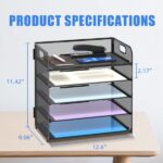Supeasy 5 Trays Paper Organizer Letter Tray with Handle-Mesh Desk File Holders, Paper Sorter Desk Organizer for Office, Home, Classroom or School - Image 7