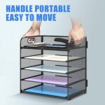 Supeasy 5 Trays Paper Organizer Letter Tray with Handle-Mesh Desk File Holders, Paper Sorter Desk Organizer for Office, Home, Classroom or School - Image 6