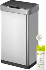 EKO Mirage-T 50 Liter / 13.2 Gallon Touchless Rectangular Motion Sensor Trash Can or Recycling Bin, Brushed Stainless Steel Finish - Image 8