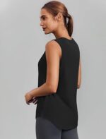 PINSPARK Workout Tops for Women Sleeveless Athletic Tank Tops UPF 50+ Running Tanks with Side Slits Loose Fit Gym Yoga Shirt - Image 2