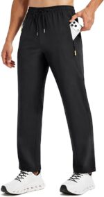 Men’s Lightweight Hiking Pants Quick Dry Water Resistant Sweatpants Athletic Jogger with Zipper Pockets Golf