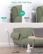Power Strips with Surge Protection, Flat Plug Power Strip with 12 Outlets 4 USB Ports, Charging Station Tower 1875W/15A 1080J 6Ft Extension Cord with Multiple Outlets, Office Supplies, Dorm Essentials - Image 2