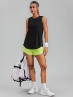 PINSPARK Workout Tops for Women Sleeveless Athletic Tank Tops UPF 50+ Running Tanks with Side Slits Loose Fit Gym Yoga Shirt - Image 3