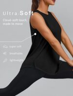 PINSPARK Workout Tops for Women Sleeveless Athletic Tank Tops UPF 50+ Running Tanks with Side Slits Loose Fit Gym Yoga Shirt - Image 4