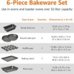 Amazon Basics 6 Piece Nonstick Carbon Steel Bakeware Set with Cake, Muffin, Cookie, and Loaf Pans, Easy Release, Oven Safe, 16.25 x 11.75 x 6.25 inches - Image 5