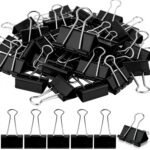 150pcs Binder Clips 1.25 Inches Medium Binder Office Clamps Black Paper Clips and Binder Clip Bulk for Office Supplies, Home, School (Medium)