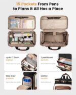 LOVEVOOK Rolling Teacher Bag with Detachable Dolly and Laptop Compartment, Large Rolling Tote Bag fits for 17.3" Laptop for Teacher Office Work Craft Nurse, Quilted-Black-beige-brown - Image 4