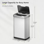 EKO Mirage-T 50 Liter / 13.2 Gallon Touchless Rectangular Motion Sensor Trash Can or Recycling Bin, Brushed Stainless Steel Finish - Image 4