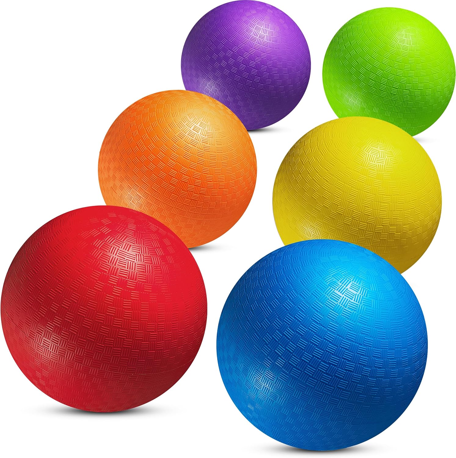 91K9brfLdiL._AC_SL1500_ 8.5 Inch Playground Balls Dodgeballs for Kids & Adults - (Pack of 6) Inflatable Rubber Indoor Outdoor Bouncy, Kickballs, Four Square and Handballs for School, Gym, Recess and More with Ball Pump - Image 1