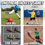 8.5 Inch Playground Balls Dodgeballs for Kids & Adults - (Pack of 6) Inflatable Rubber Indoor Outdoor Bouncy, Kickballs, Four Square and Handballs for School, Gym, Recess and More with Ball Pump - Image 5