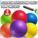 8.5 Inch Playground Balls Dodgeballs for Kids & Adults - (Pack of 6) Inflatable Rubber Indoor Outdoor Bouncy, Kickballs, Four Square and Handballs for School, Gym, Recess and More with Ball Pump - Image 4